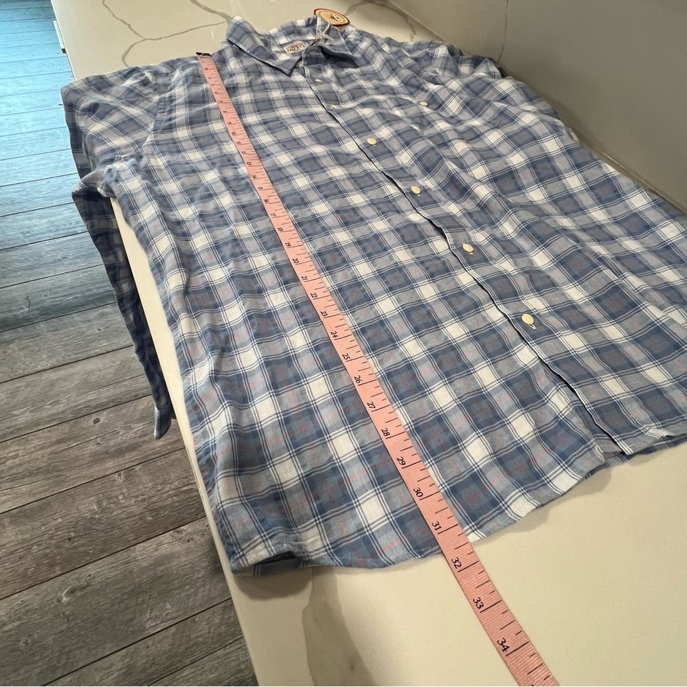 Faherty Men's Blue Harbor Bristol Plaid Shirt tropical cotton shirt size XXL NWT - Picture 12 of 13